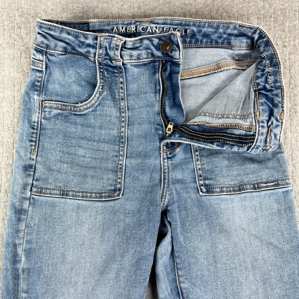 American Eagle Bootcut Flare Jeans Women 4/25x30 Blue Hi-Rise Stretch light wash - Picture 10 of 13